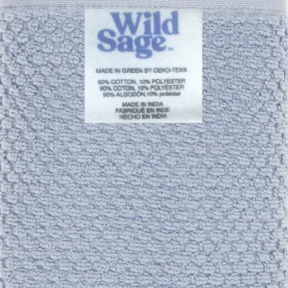 Wild Sage Savannah Quick Dry 90% Cotton HAND TOWELS = 2 Blue Fog + 1 Bijou Blue